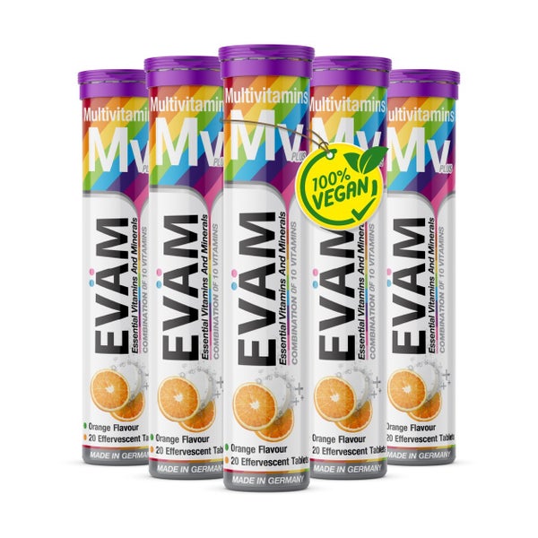 Multivitamin Brausetabletten 10 Vitamine vegan 5er Pack 100 St