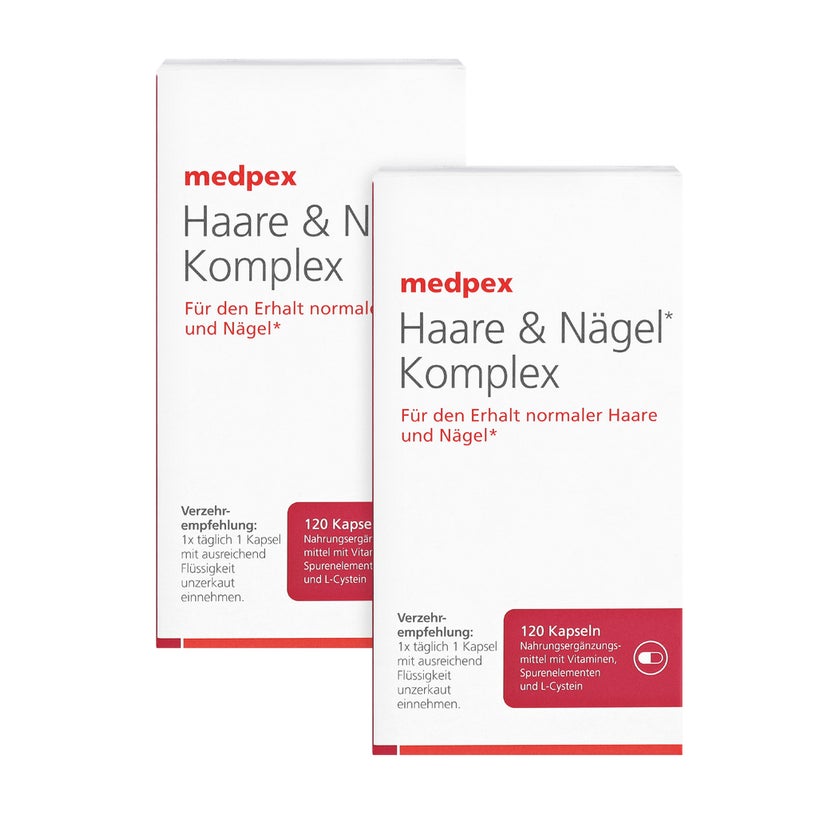 medpex Haar & Nägel mit Biotin, Zink, Kieselerde und L-Cystein Duo 2X120 St