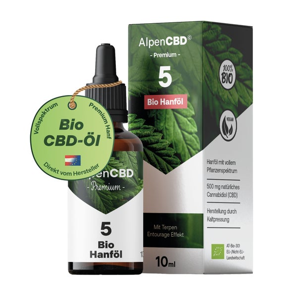 Bio CBD Öl 5 Vollspektrum Hanf Tropfen - AlpenCBD® 10 ml