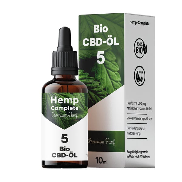 Bio CBD Öl 5 Vollspektrum Hanf Tropfen - Hemp-Complete® 10 ml