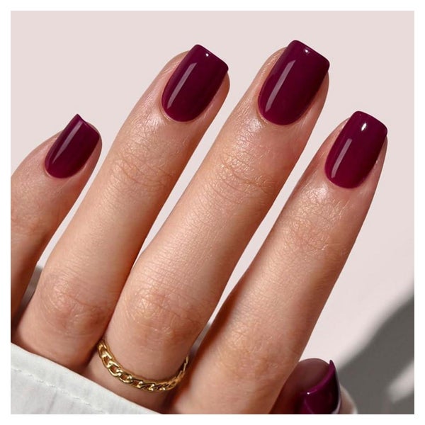 Kunstnägel Kurz Squoval Kirschrot Glossy Nagelkleber Q29 1 St
