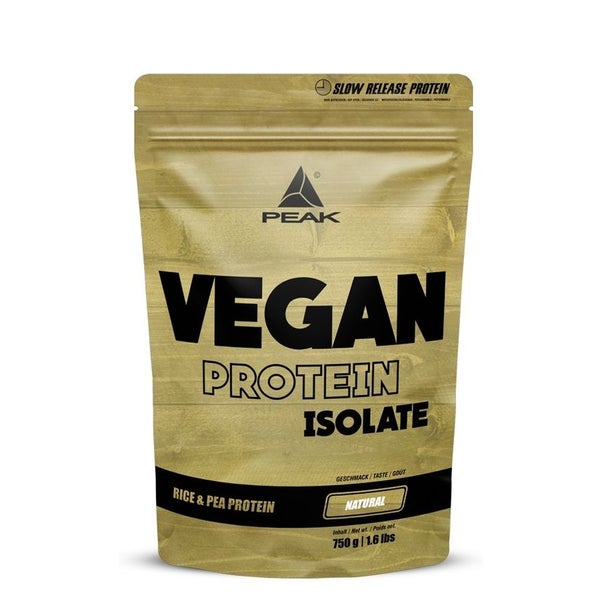 PEAK Vegan Protein Isolat - 750g - Geschmack Natural I 25 Portionen I Pulver I pflanzliche Proteinquellen: Erbse - & Reisprotein I für Muskelaufbau I Süße aus Stevia I GMO-free 750 g