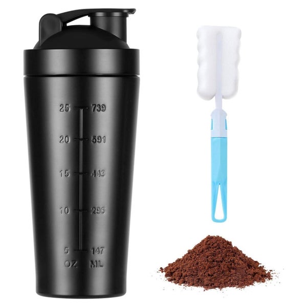 Protein Shaker Edelstahl 900ml mit Skala, Leak Proof BPA Fre 1 St