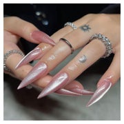 Künstliche Fingernägel Stiletto Lang Rosa Glitzer AHA3 1 St