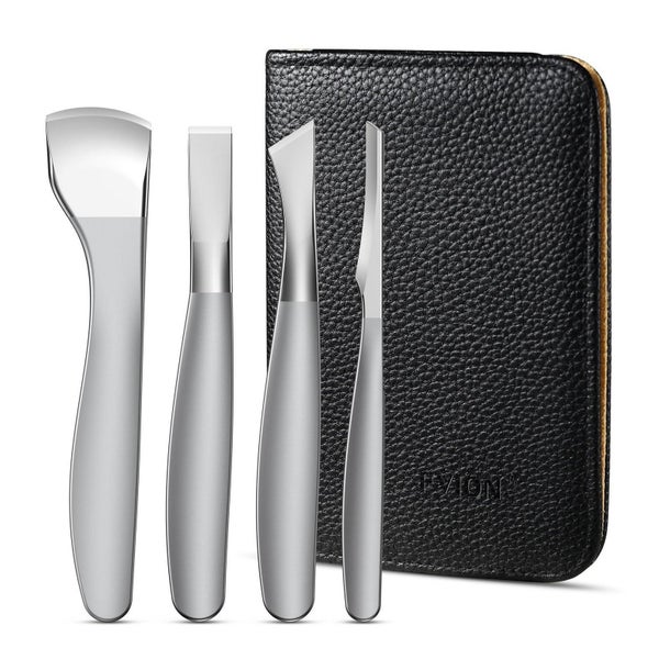 FVION Pediküre-Messer Set, 4-teilig, Hornhautentferner mit Edelstahl-Klingen