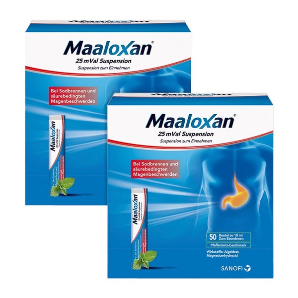 Maaloxan Sodbrennenmittel Pfefferminz-Geschmack Doppelpack 2X50X10 ml