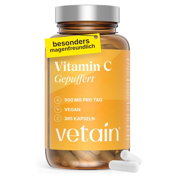 VETAIN Vitamin C gepuffert 500mg - vegan & hochdosiert 365 St