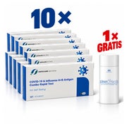 10 x Safecare 3in1 Kombitest - Covid19 + Influenza A + B  & Gratis ZWZ Desinfektionsmittel 10 St
