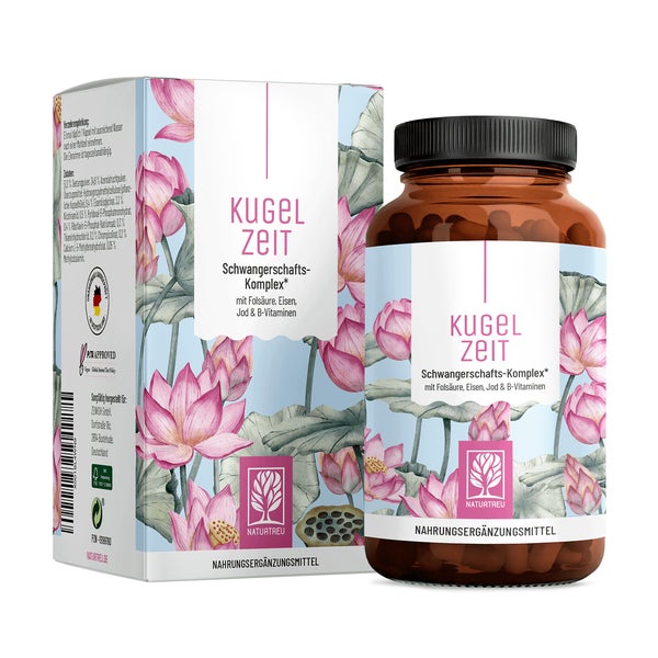 Schwangerschafts-Komplex mit Folsäure (Folat), Eisen & Jod - KUGELZEIT - 90 vegane Kapseln - NATURTREU® 90 St