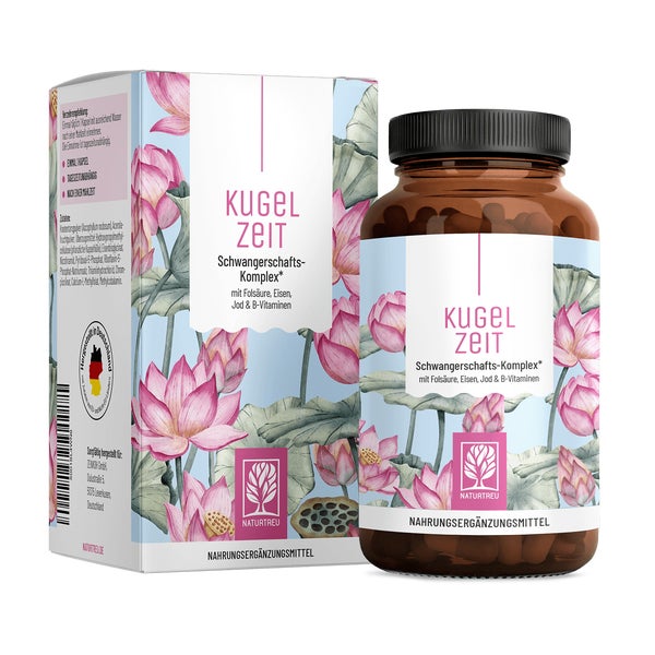 Schwangerschafts-Komplex mit Folsäure (Folat), Eisen & Jod - KUGELZEIT - 90 vegane Kapseln - NATURTREU® 90 St