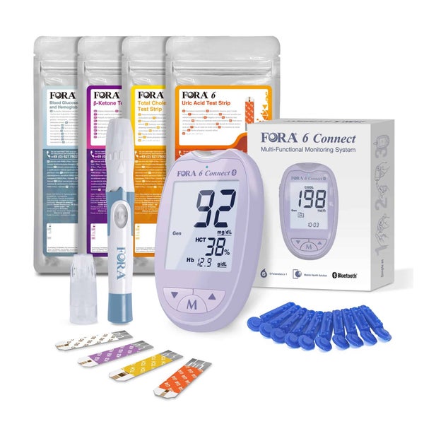 FORA 6 Connect 6-in-1 Starter-Kit - Special Edition (Lila) – mmol/l 1 St