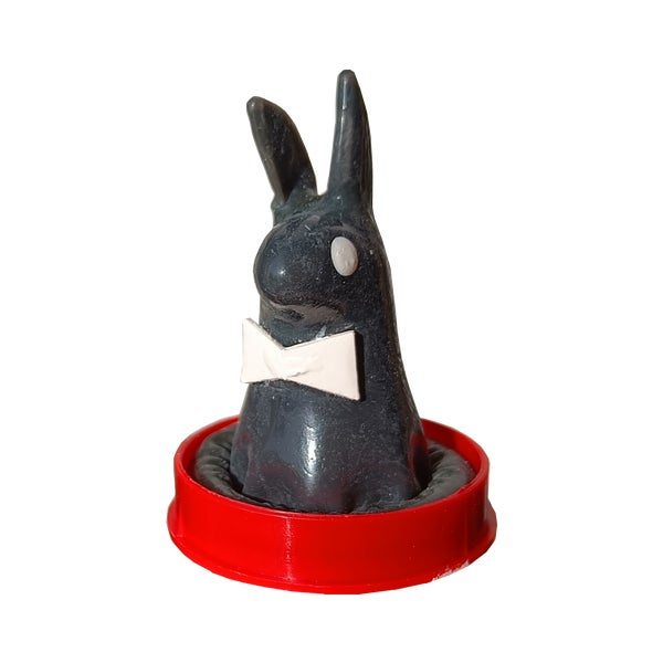 Scherzkondom «Schwarzer Hase» – Handbemalt, Party-Geschenk (1 Stück) 1 St