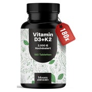 Vitamin D3 K2 2000 IE - 180 Tabletten - Bloom Naturals 180 St