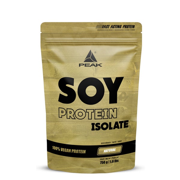 PEAK Soja Protein Isolat - 750g - Geschmack Natural I 25 Portionen I Pulver I Proteinquelle: Soy, pflanzliches Eiweiß I GMO - free I hoher EAA Gehalt I Muskelaufbau I glutenfrei 750 g