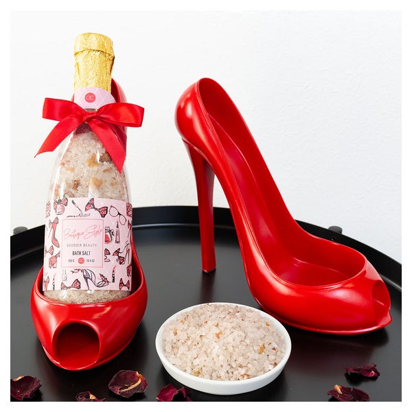 Accentra Boutique Style Geschenkset Rose in Sektflasche mit Keramik High Heel Schuh 550 g