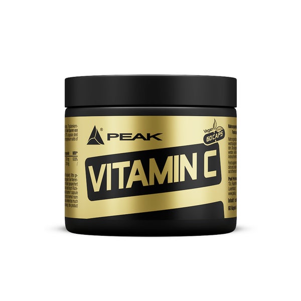 PEAK Vitamin C - 60 Kapseln I hochdosiert I mit Traubenkernextrakt (OPC) I Energiestoffwechsel I Leistungsfähigkeit I Stoffwechsel I vegan I glutenfrei 65 g