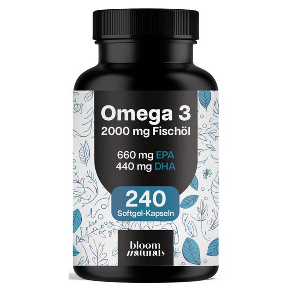 Omega 3 Fischöl - 240 Softgel-Kapseln - Bloom Naturals 240 St
