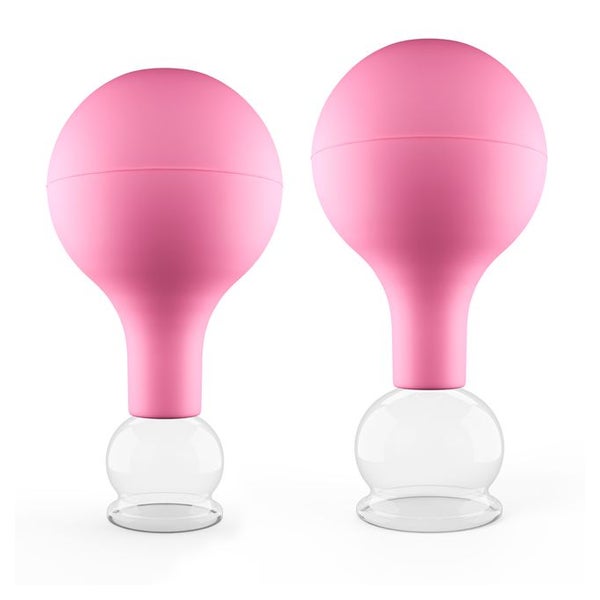 Pulox Schröpfgläser aus Echtglas mit Saugball - Set Duo klein in Pink: 25mm, 32mm 2 St