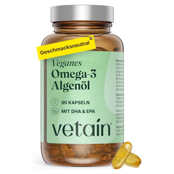 VETAIN Omega 3 Algenöl Kapseln - mit hochwertigen DHA & EPA 90 St