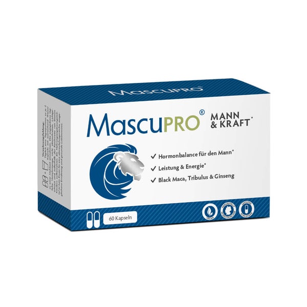 MascuPRO Mann & Kraft - schwarzer Maca-Komplex 60 St