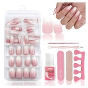 Kunstnägel 120PCS Press On Pink Nude Ballerina 1 ml (1er Pac 1 St