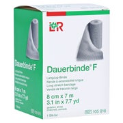 Produktabbildung: Lohmann & Rauscher Dauerbinde F Langzugbinde, 7 m, hautfreundlich, luftdurchlässig - 1 Packung = 1 Stück, einzeln in Faltschachtel, Maße: 8 cm x 7 m 1 St