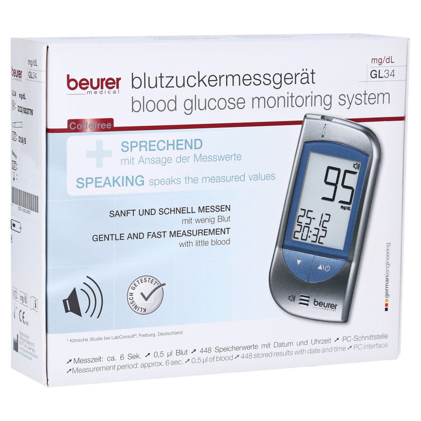 Beurer GL34 Blutzuckermessgerät mg/dl 1 St