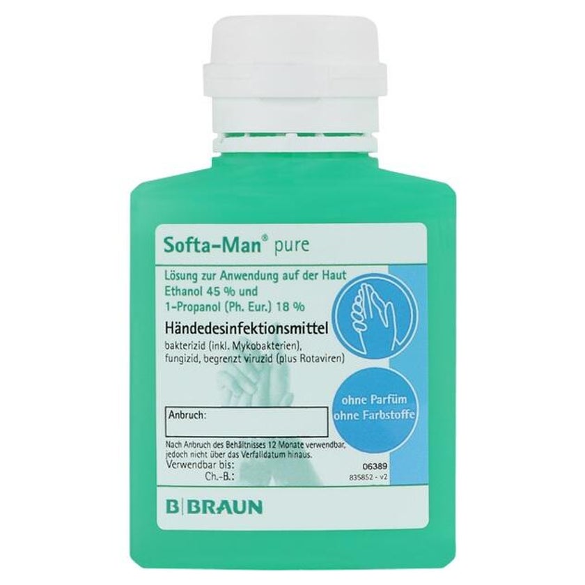 B. Braun Softa Man pure Händedesinfektion, hygienisch und chirurgisch - 100 ml – Kittelflasche 100 ml