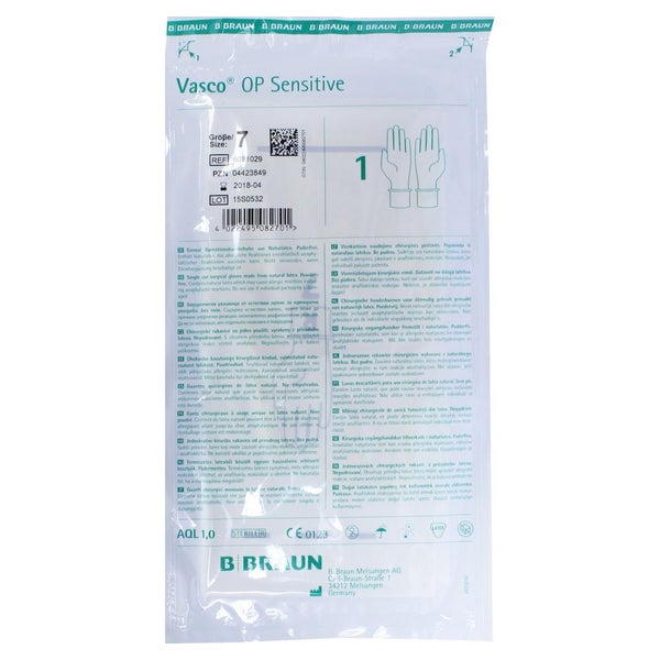 B. Braun Vasco OP Sensitive Latex Einmalhandschuhe naturweiß steril 40 Paar - 7 2 St