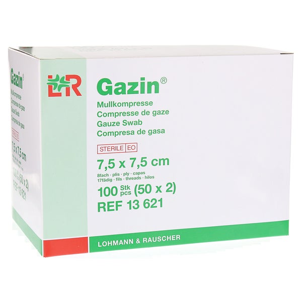 Gazin Mullkompressen 7,5x7,5 cm steril 8fach 50X2 St