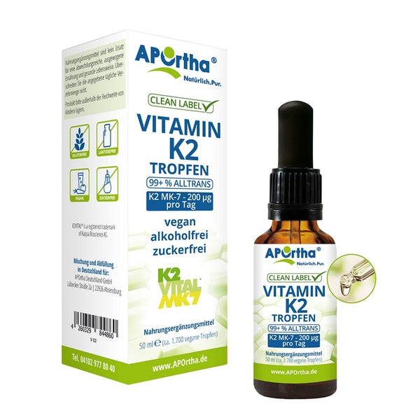 APOrtha® Vitamin K2 MK-7 Tropfen (K2VITAL®) - vegane Tropfen 50 ml