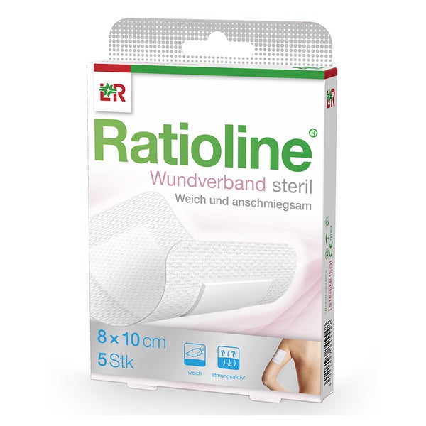 Ratioline Wundverband 10x8 cm steril 5 St