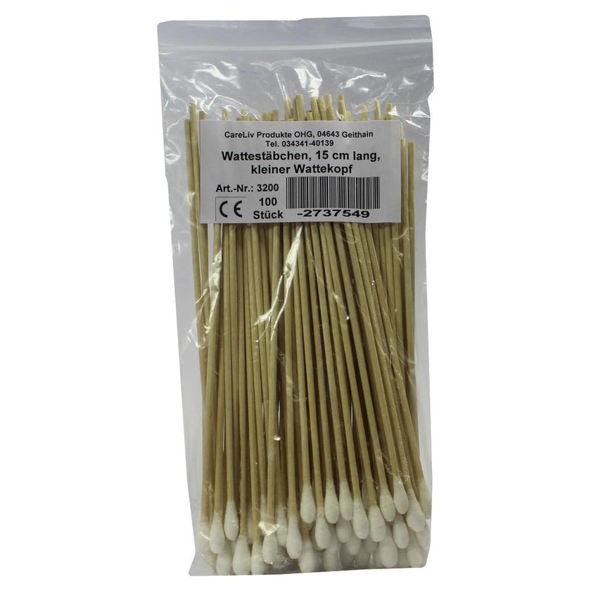 Wattestäbchen mit Wattekopf 15 cm klein 100 St