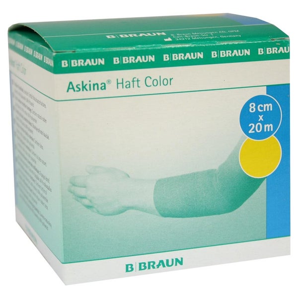 B. Braun Askina Haft Color kohäsive Fixierbinde Tapeverband Rolle - gelb 8 cm x 20 m 1 St