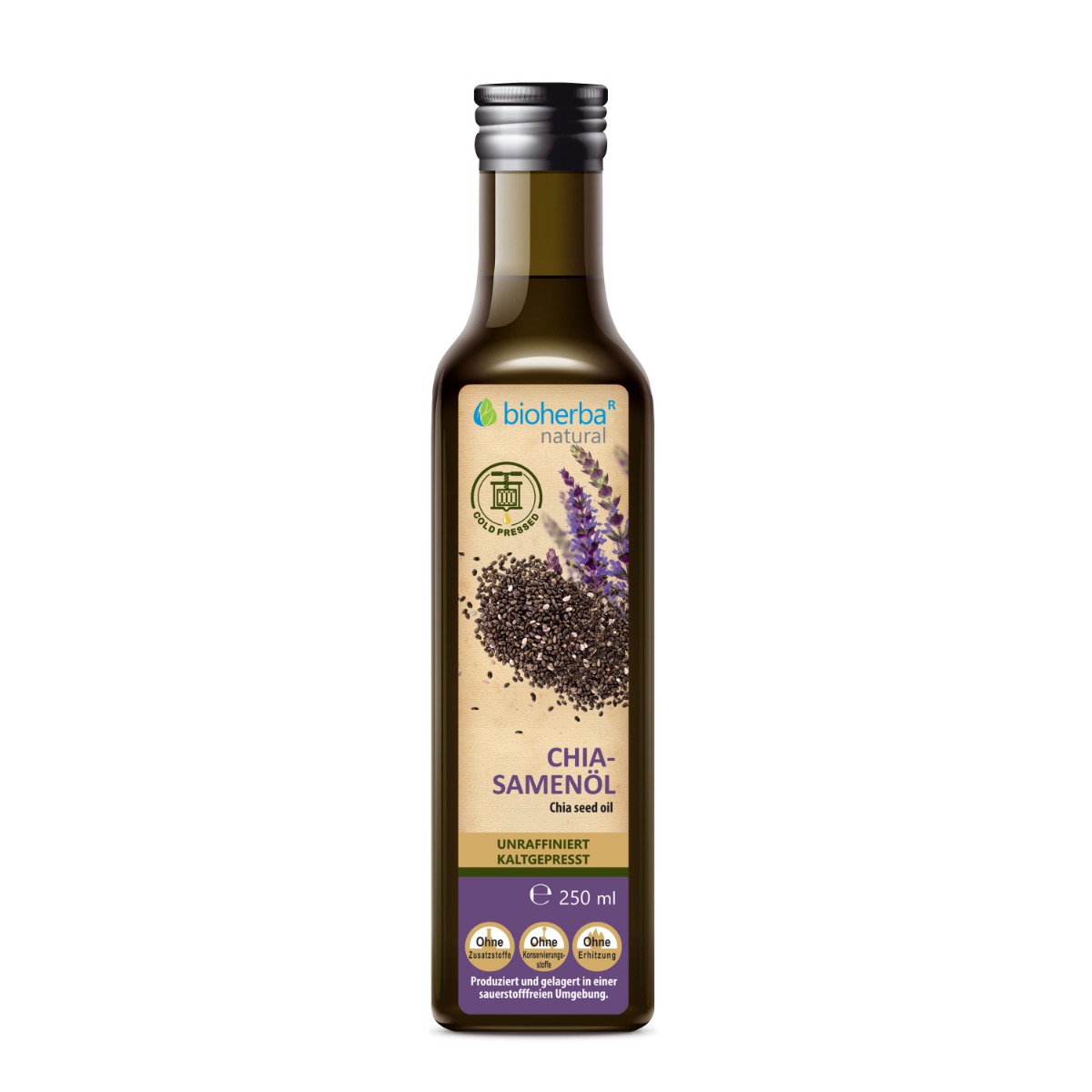 Bioherba Chia-Samenöl kaltgepresst - Natürliches Chiaöl 250 ml