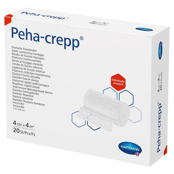Hartmann Peha-crepp Fixierbinde, 4 m, superelastisch - 4 cm / 1 Stück – einzeln verpackt (4 m) 1 St