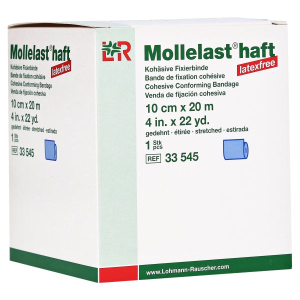 Lohmann Rauscher Mollelast haft Kohäsive Fixierbinde Latexfrei 1 Stück - Blau / 10 cm x 20 m 1 St