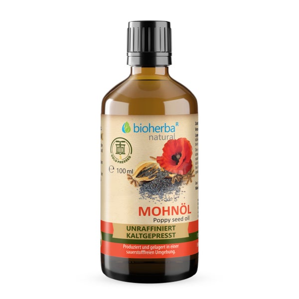 Bioherba Mohnöl kaltgepresst – Natürliches Mohnsamenöl 100 ml