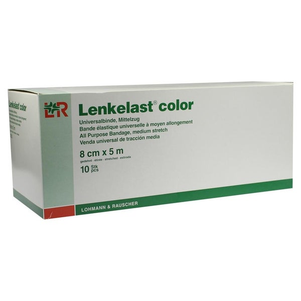 Lohmann Rauscher Lenkelast color Universalbinde - grün / 8 cm x 5 m 10 St