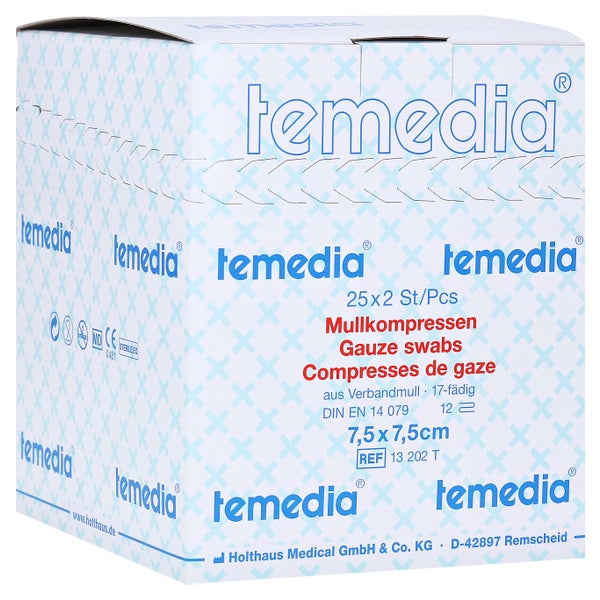 Mullkompressen 7,5x7,5 cm steril 12fach 50 St