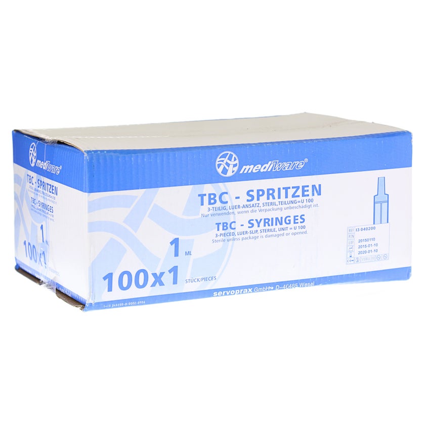 Tuberkulinspritze 1 ml ohne Kanüle 100 St