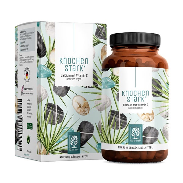 Calcium Komplex hochdosiert mit Vitamin C -  KNOCHENSTARK - 120 vegane Kapseln - NATURTREU® 120 St
