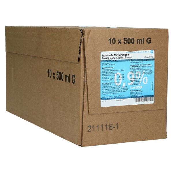 Kochsalzlösung 0,9% Glasflasche 10X500 ml