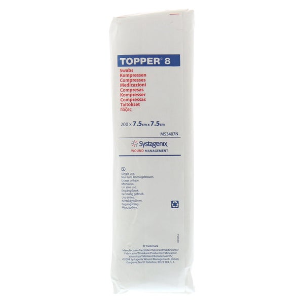 Topper 8 Kompressen 7,5x7,5 cm unsteril 200 St