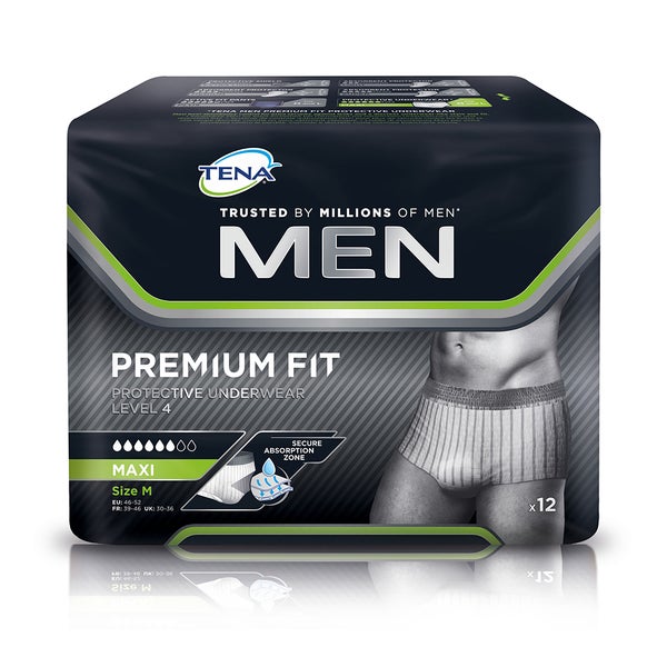 TENA MEN Level 4 Premium Fit Protective Underwear - Größe M 12 St
