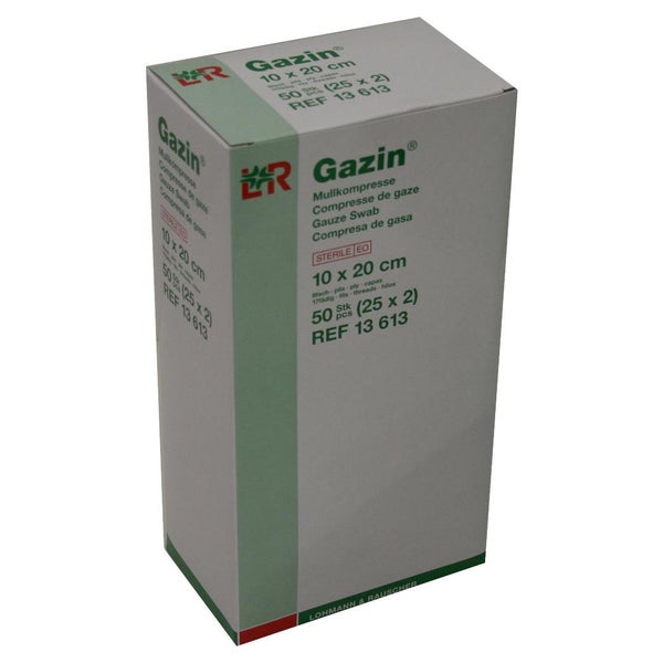Lohmann & Rauscher Gazin Mullkompresse steril 8- fach, 25 x 2 Stück - 10 x 20 cm 25X2 St