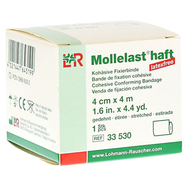 Lohmann & Rauscher Mollelast haft kohäsive Fixierbinde weiß - 4 m x 4 cm 1 St