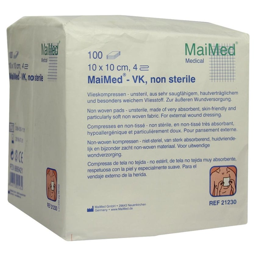 MaiMed Vlieskompressen 10 x 10 cm 4-fach unsteril 100 St
