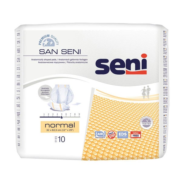 San Seni Basic Normal Inkontinenzeinlage, 32 x 62,5 cm, 1250 ml, 30er Pack 4X30 St