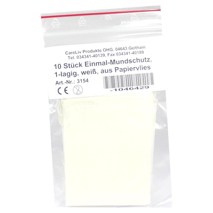 Mundschutz Papiervlies M.gummiband weiß 10 St